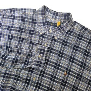 Ralph Lauren‎ Shirt Mens 3XLT Blue Plaid Button Down Big & Tall Classic Preppy